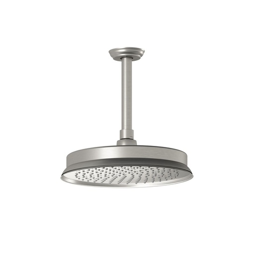 [BF1508-125] Rustik™ Tête de Pluie de 229mm (9'') avec Bras Vertical Au Plafond de 153mm (6'') Nickel Pur Pvs