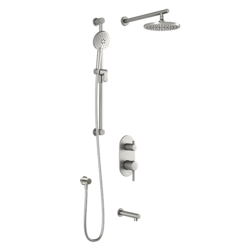 Roundone™ Td3 : Système de Douche T/p Aquatonik™ et Sélecteur avec Bras Mural Nickel Pur Pvs