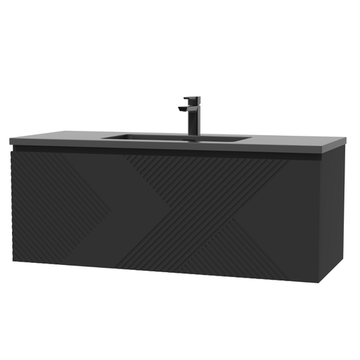 Ensemble Meuble-lavabo 48″ Simple avec Tiroir Interne Fini Noir de Jais