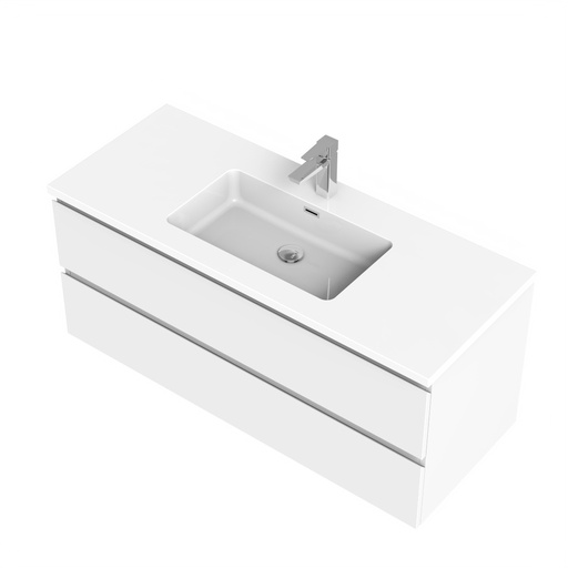 Meuble-lavabo Mural Sidney 48" Au Fini Blanc Mat avec Dessus Au Choix