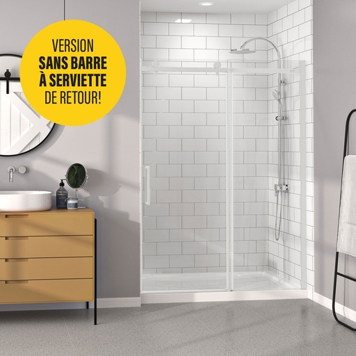 [DB16000ASTC11] Porte de Douche 60", en Alcôve, en Blanc Mat