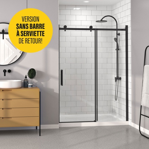 [DB16000ASTC71] Porte de Douche 60", en Alcôve, en Noir Mat