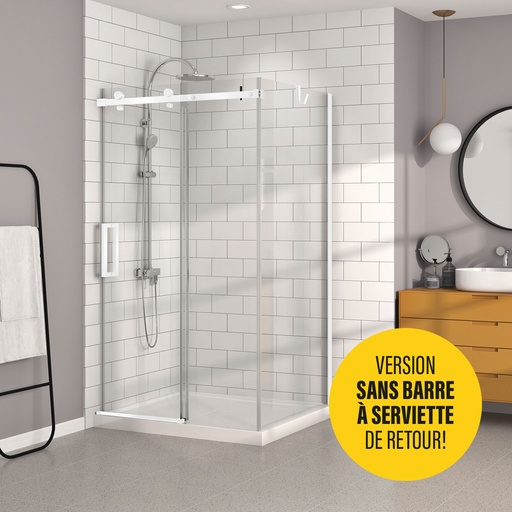 [DB14800WSTC11] Bellini 48 porte alcove SANS barre à serviette fermeture sur mur blanc mat