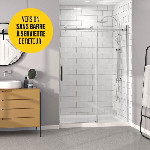 [DB16000ASTC21] Bellini 60 porte alcove SANS barre à serviette chrome clair