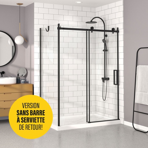 [DB16000WSTC71] Bellini 60 porte alcove SANS barre à serviette fermeture sur mur noir clair