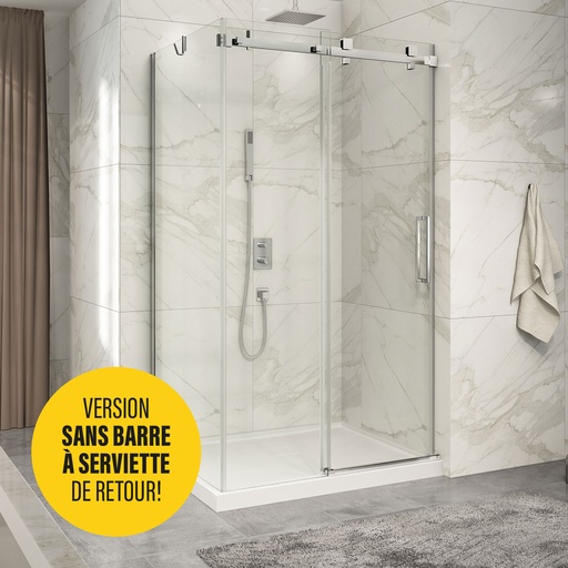 [DP14800WSTC21] Piazza 48 porte alcove SANS barre à serviette fermeture sur mur chrome clair