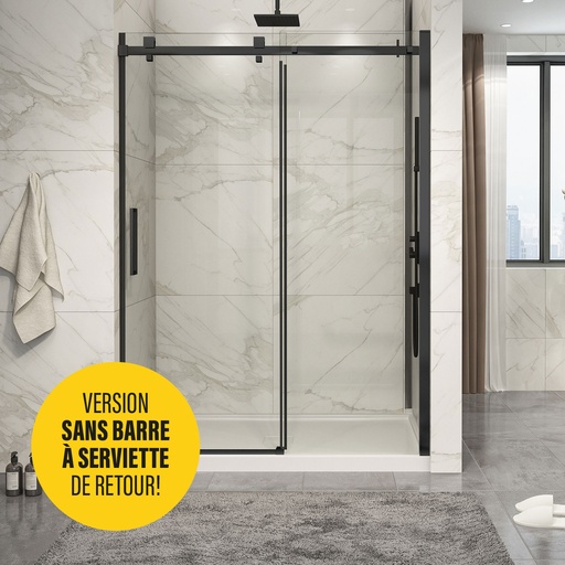 [DP16000ASTC71] PORTE DE DOUCHE 60", EN ALCÔVE, EN NOIR MAT