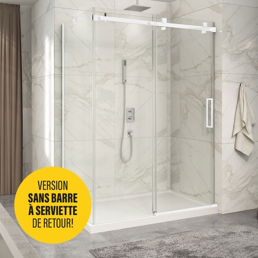 [DP16000WSTC11] Piazza 60 porte alcôve sans barre à serviette fermeture sur mur blanc mat