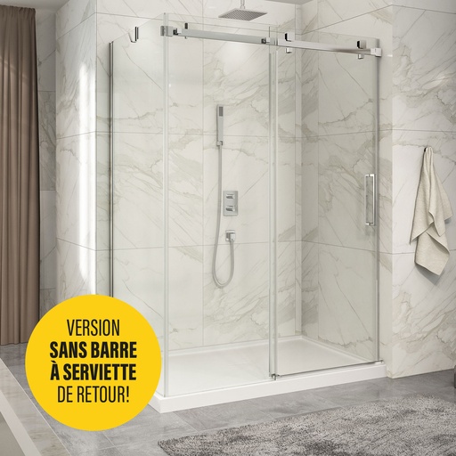 [DP16000WSTC21] Piazza 60 porte alcove SANS barre à serviette fermeture sur mur chrome clair