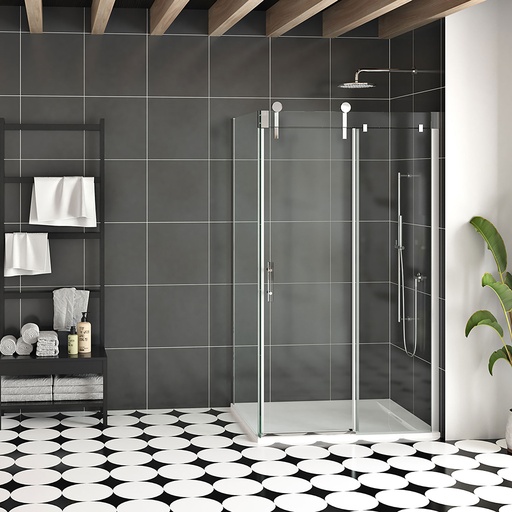 [KDIF483200ASTC21] Porte de douche Infinite chrome 48x32" en coin avec fermeture sur panneau de retour