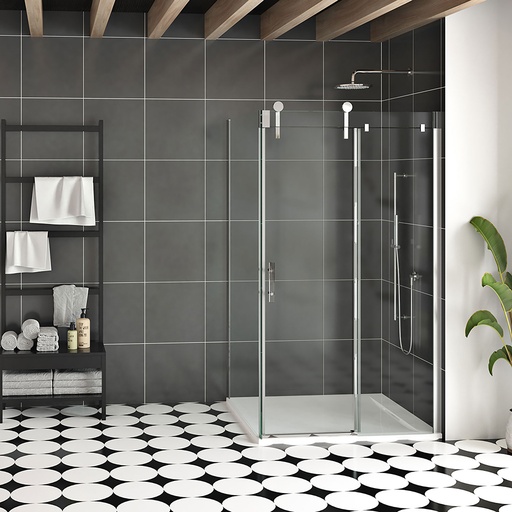 [KDIF484200ASTC21] Porte de douche Infinite chrome 48x42" en coin avec fermeture sur panneau de retour