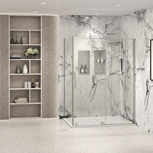 [KDSI603200ASTC21] Porte de douche Slim chrome 60x32" en coin avec fermeture sur panneau de retour