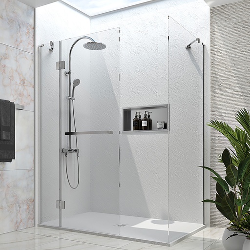 [KDVT400032DSTA21] Écran de douche à pivot Vetra chrome 40x32" en coin avec barre à serviette